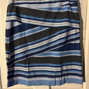 J. McLaughlin Blue and White Stripes/Polka Dot Layered Skirt Women’s Size S